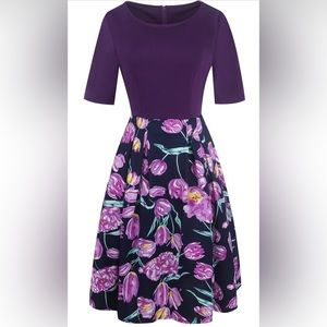 Oxiuly fashion purple dress